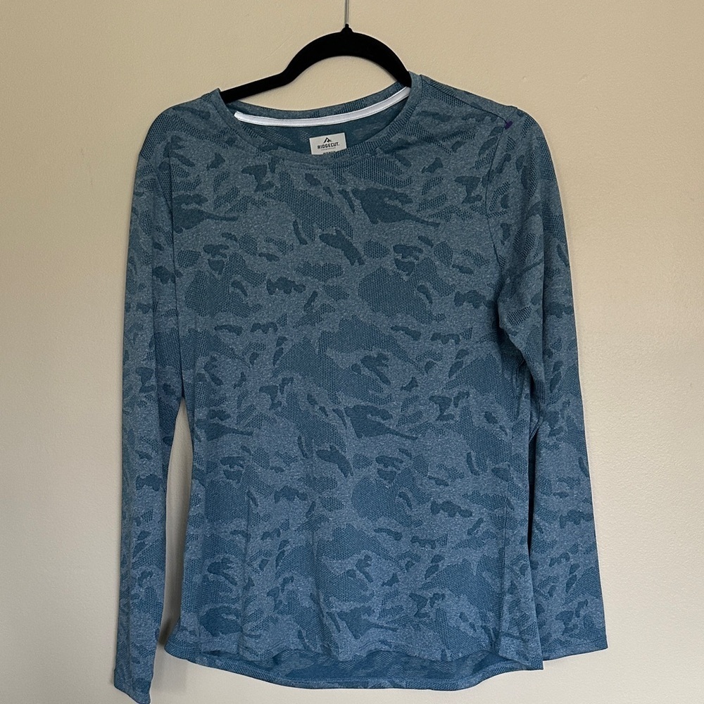 Blue Patterned Long Sleeve Top camo